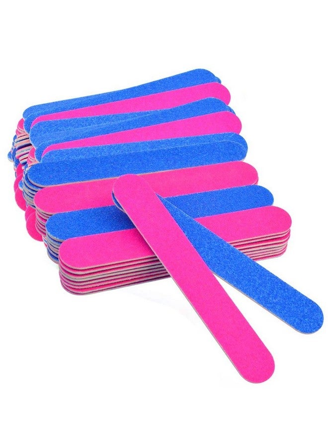Wobe 100 pcs Disposable Nail Files Double Sided Emery Boards Manicure Tools, Blue and Pink Nail Buffering Files Emery Boards Pedicure Tools Set Home or Professional Beauty Care - Image 1