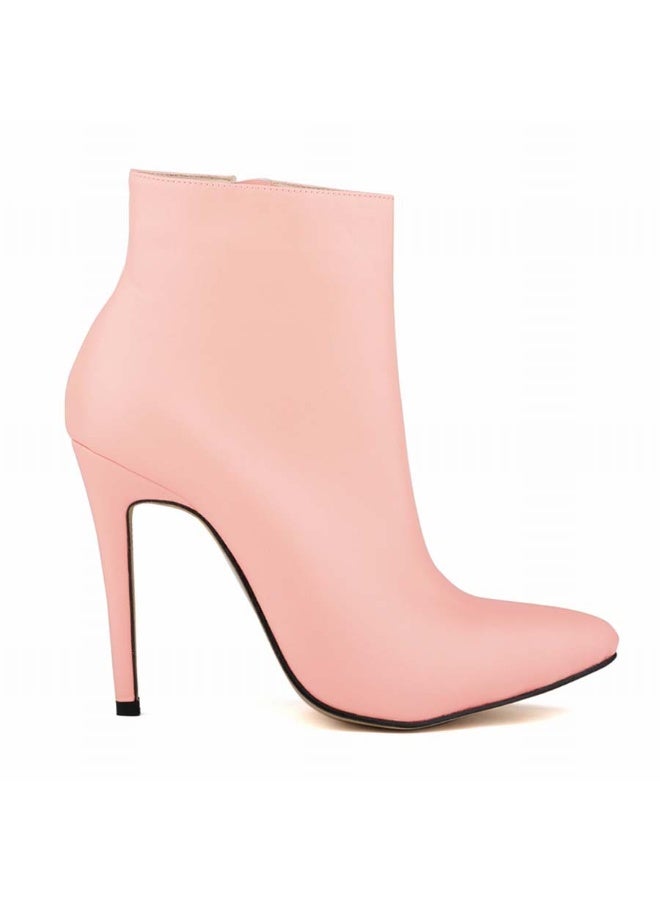 Loquat Autumn and winter short-cylinder Martin stiletto high-heeled boots 11cm Pink  - Image 2