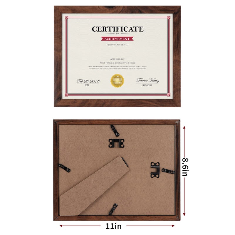 Giftgarden 8.5x11 Picture Frame Brown Set of 12  Multi Rustic Walnut Wood-Color 8.5 x 11 Frames Bulk for Award Certificate Document Diploma  Wall or Tabletop Display - Image 2