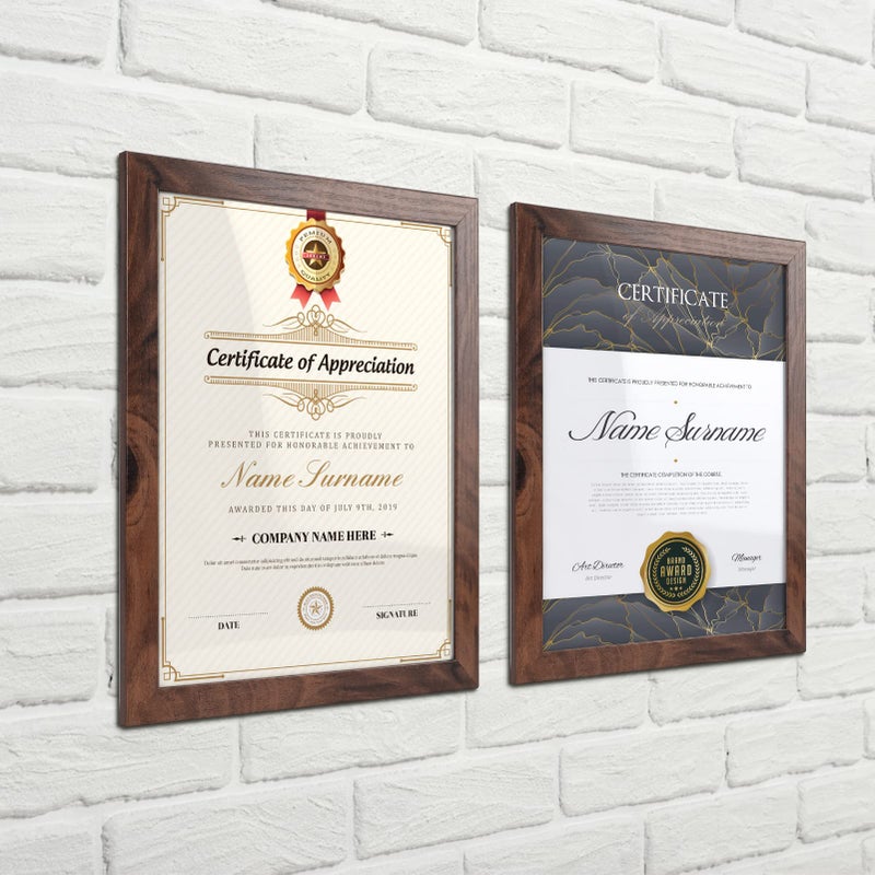 Giftgarden 8.5x11 Picture Frame Brown Set of 12  Multi Rustic Walnut Wood-Color 8.5 x 11 Frames Bulk for Award Certificate Document Diploma  Wall or Tabletop Display - Image 3