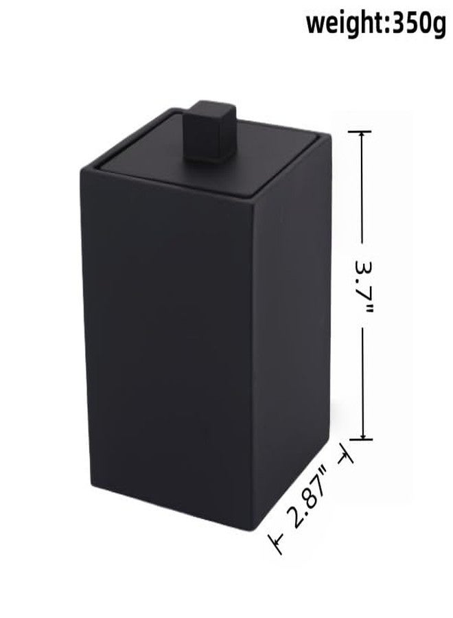 JINCROP Square Black Qtips Stand - Resin Bathroom Countertop Organizer with Lid, Storage for Cotton Swab, Cotton Ball, Makeup Sponge, Bath Salt - Image 3
