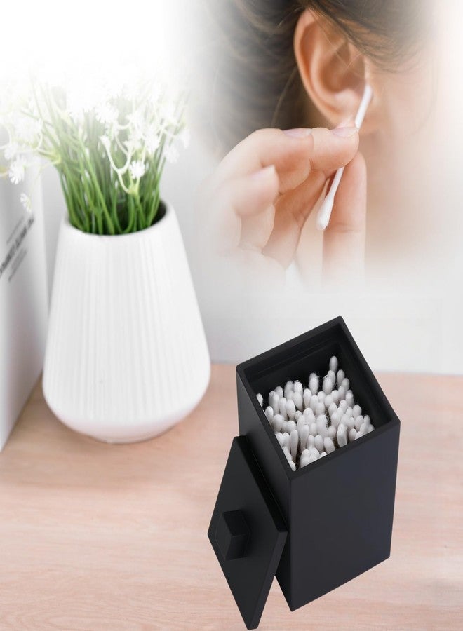 JINCROP Square Black Qtips Stand - Resin Bathroom Countertop Organizer with Lid, Storage for Cotton Swab, Cotton Ball, Makeup Sponge, Bath Salt - Image 5