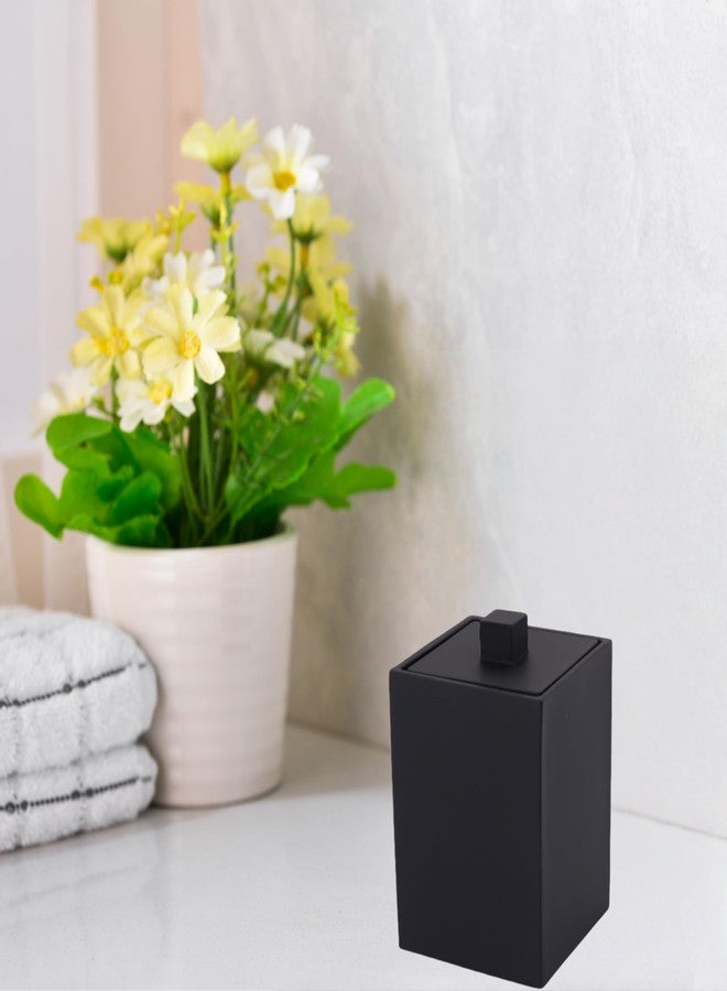 JINCROP Square Black Qtips Stand - Resin Bathroom Countertop Organizer with Lid, Storage for Cotton Swab, Cotton Ball, Makeup Sponge, Bath Salt - Image 4