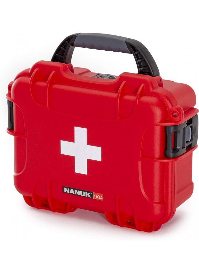 Nanuk 904 Waterproof First Aid Prepper Survival Gear Dust and Impact Resistant Case - Empty - Red
