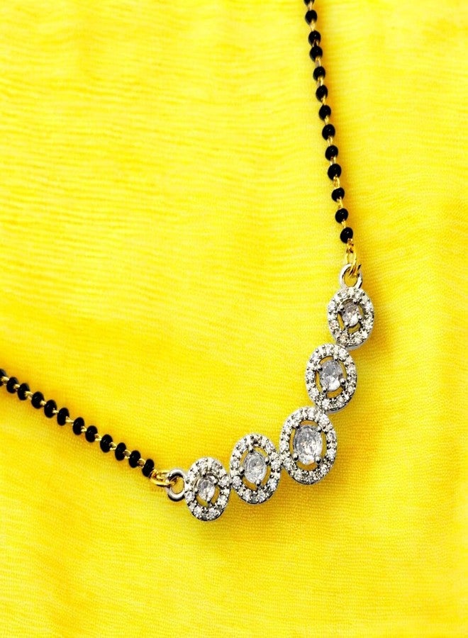 Elleva Short Mangalsutra for Women with Black Beads Chain | Small Pendant Necklace for Women Stylish Tanmaniya Combo set of 2 (Pack of 1) - Image 2