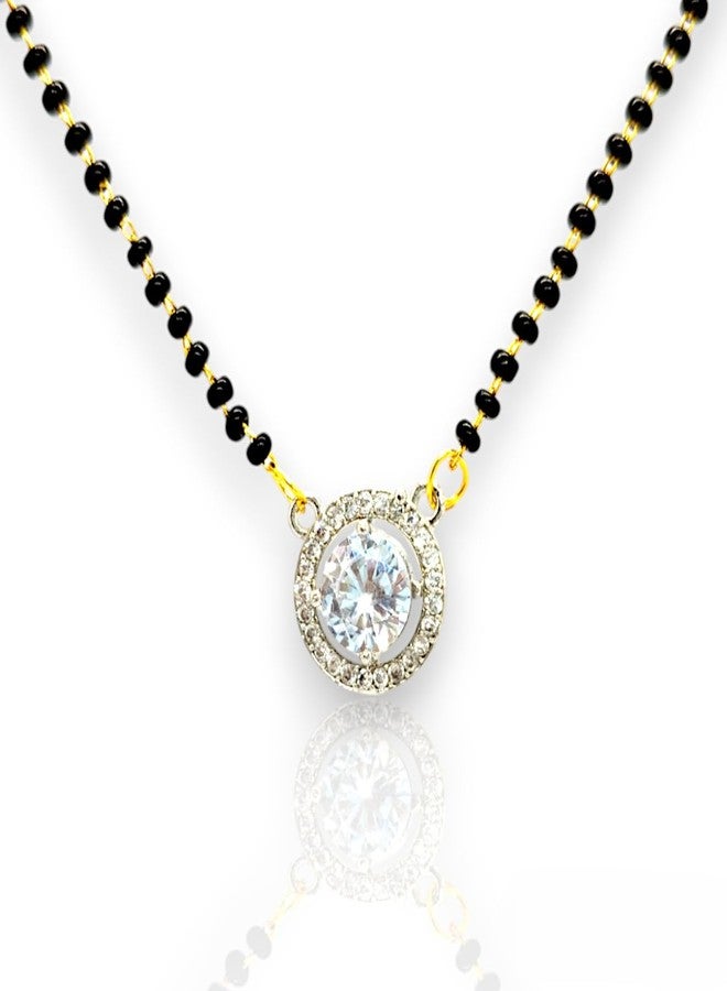 Elleva Short Mangalsutra for Women with Black Beads Chain | Small Pendant Necklace for Women Stylish Tanmaniya Combo set of 2 (Pack of 1) - Image 3
