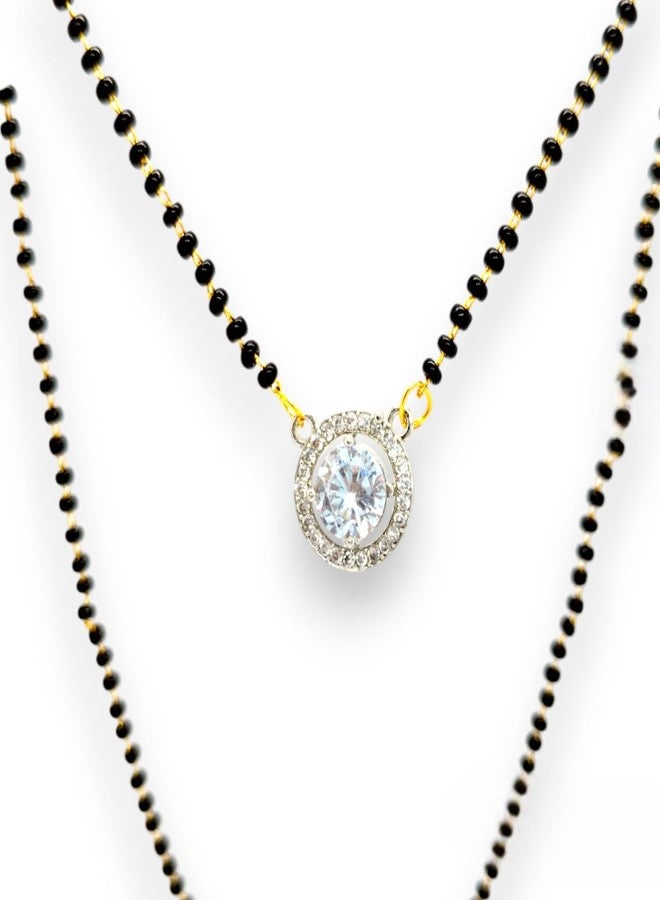 Elleva Short Mangalsutra for Women with Black Beads Chain | Small Pendant Necklace for Women Stylish Tanmaniya Combo set of 2 (Pack of 1) - Image 5