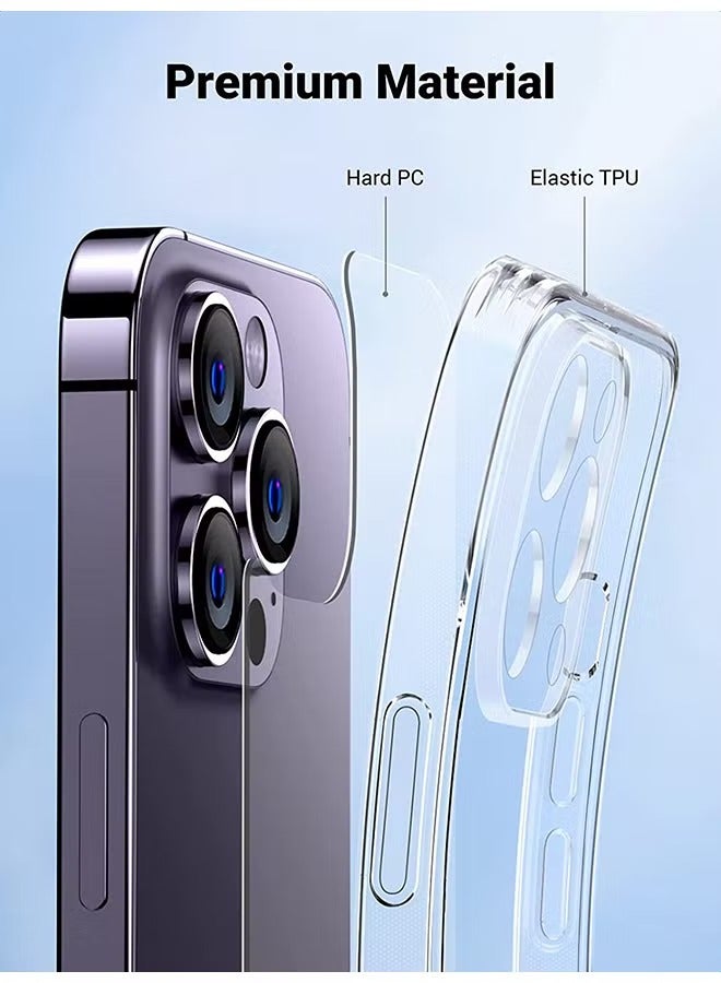 IAF iPhone 14 Pro Max Case 6.7 inch Anti-Yellowing Military Back Hard Anti-Explosion Back Ultra Thin Case Anti-Drop Shockproof Protection Full Coverage Lens Clear Case iPhone 14 Pro Max Cover Clear - Image 4