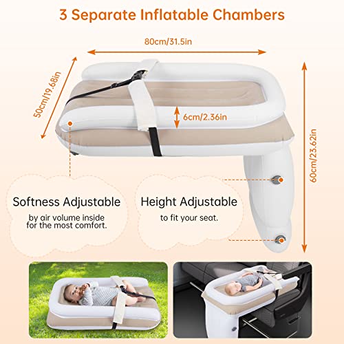PAHTTO Inflatable Airplane Bed for Kids, Portable Toddlers Airplane Blow Up Matrress for Travel, Inflatable Baby Bed Mattress with Hand Pump, Toddler Travel Essentials - Image 3