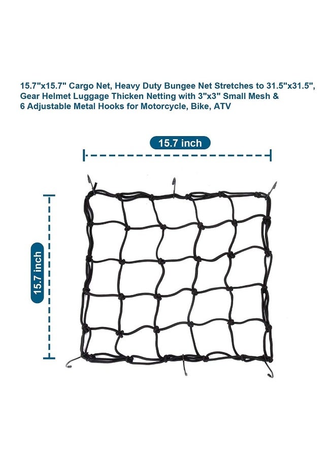 Generic - Cargo Net Elastic Motorcycle Luggage Bungee Netting with 6 Adjustable Metal Hooks Stretchable Bungee Cord Mesh Load Net for Bike Paddle board Quad Canoe Moped ATV 2 Pcs - Image 1