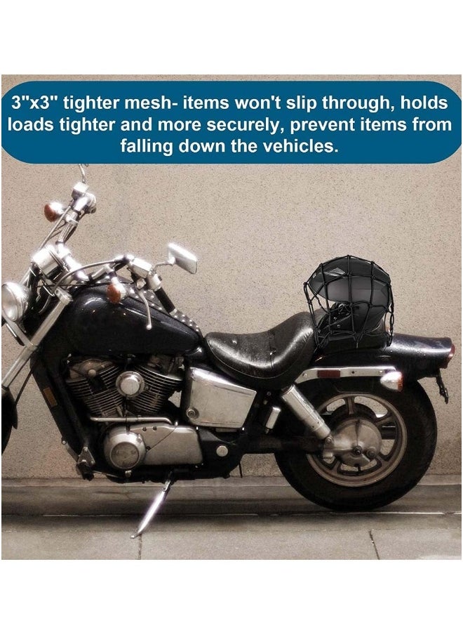 Generic - Cargo Net Elastic Motorcycle Luggage Bungee Netting with 6 Adjustable Metal Hooks Stretchable Bungee Cord Mesh Load Net for Bike Paddle board Quad Canoe Moped ATV 2 Pcs - Image 1