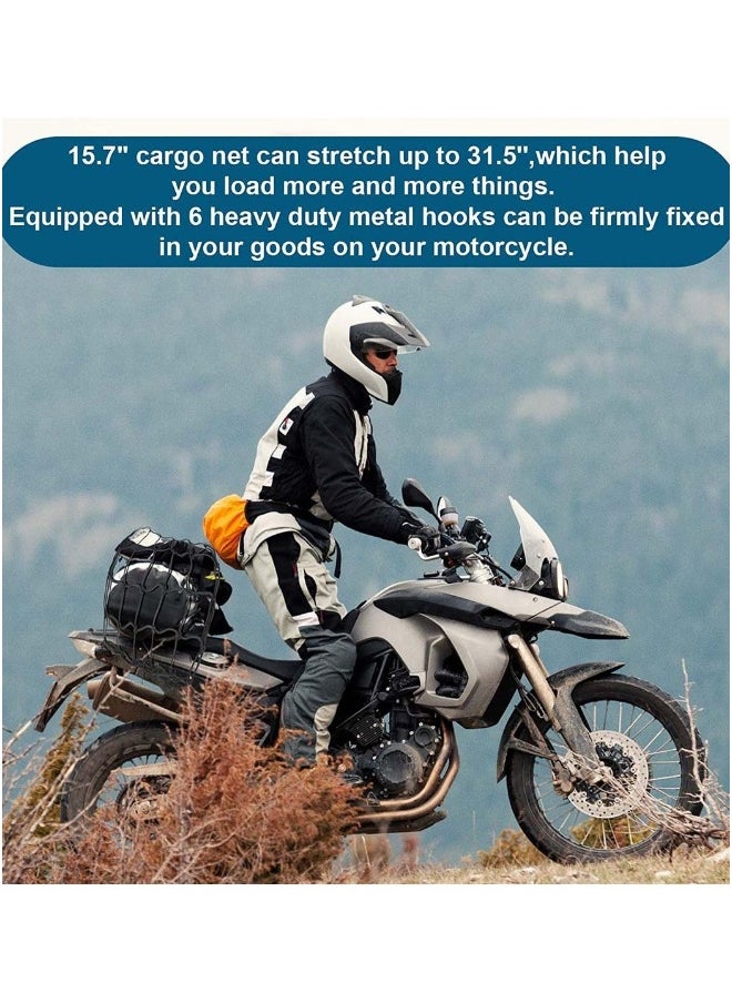 Generic - Cargo Net Elastic Motorcycle Luggage Bungee Netting with 6 Adjustable Metal Hooks Stretchable Bungee Cord Mesh Load Net for Bike Paddle board Quad Canoe Moped ATV 2 Pcs - Image 1