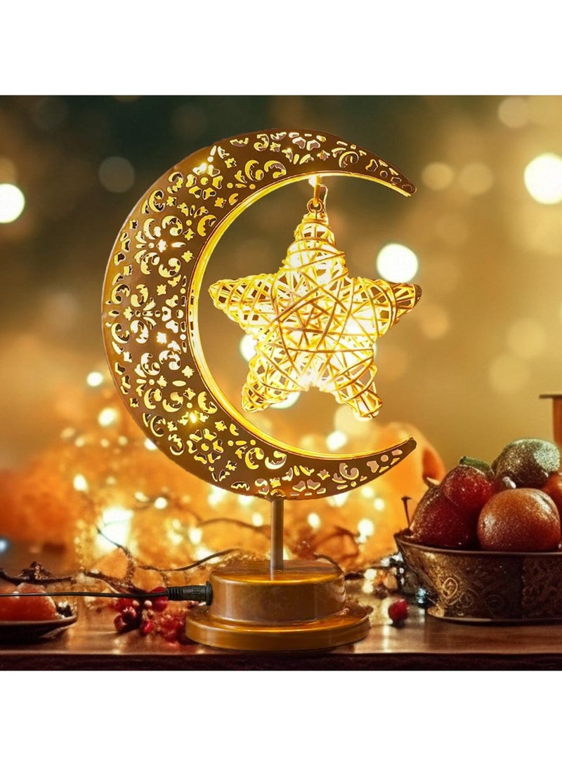 Y&D Ramadan Decorations LED Decorative Light Moon Star Table Lamp Cordless Shape Desk Bedside Night for Bedroom Dining Living Room Party Nursery Office Decor - Image 4