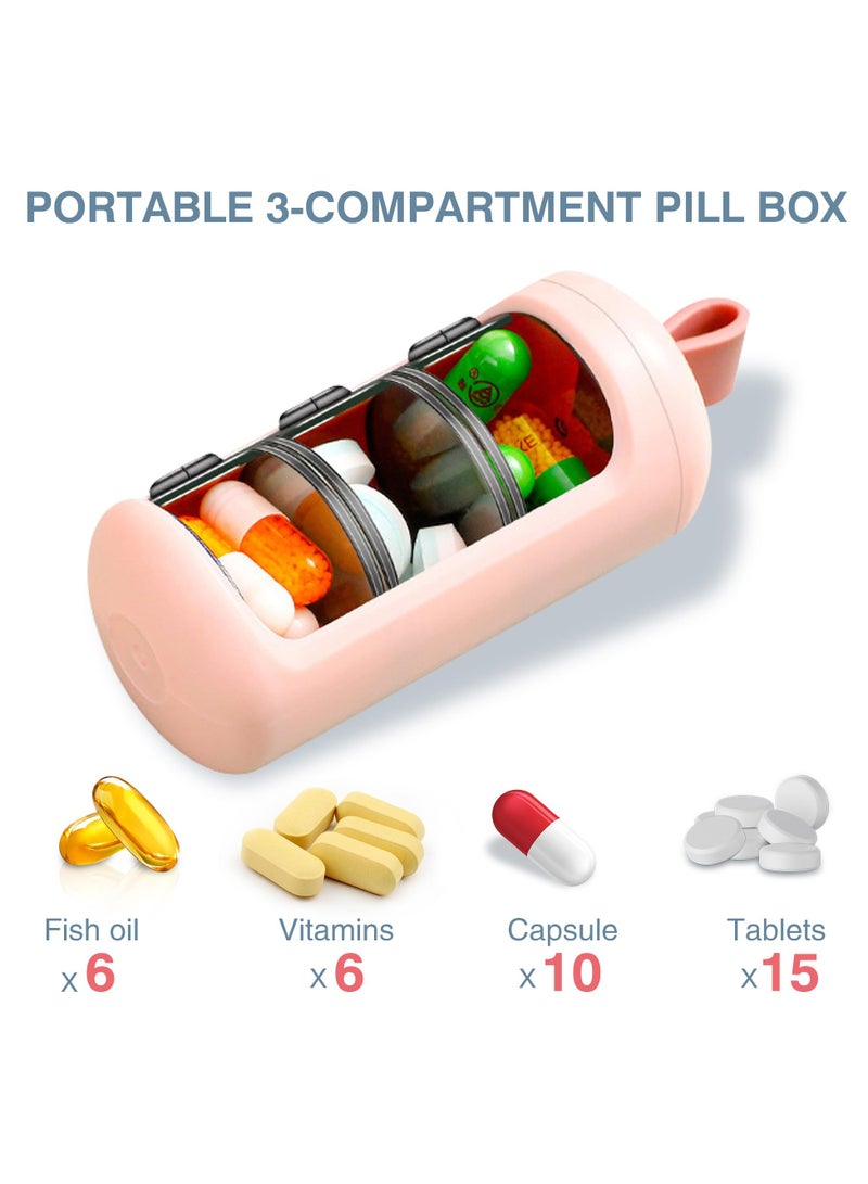 2 Pcs Small Pill Case, Mini Portable Pill Box, Travel 3 Compartment Pill Organizer, Daily Mini Medicine Pill Supplement Organizer Box for Pills, Vitamin, Cod Liver Oil - Image 3