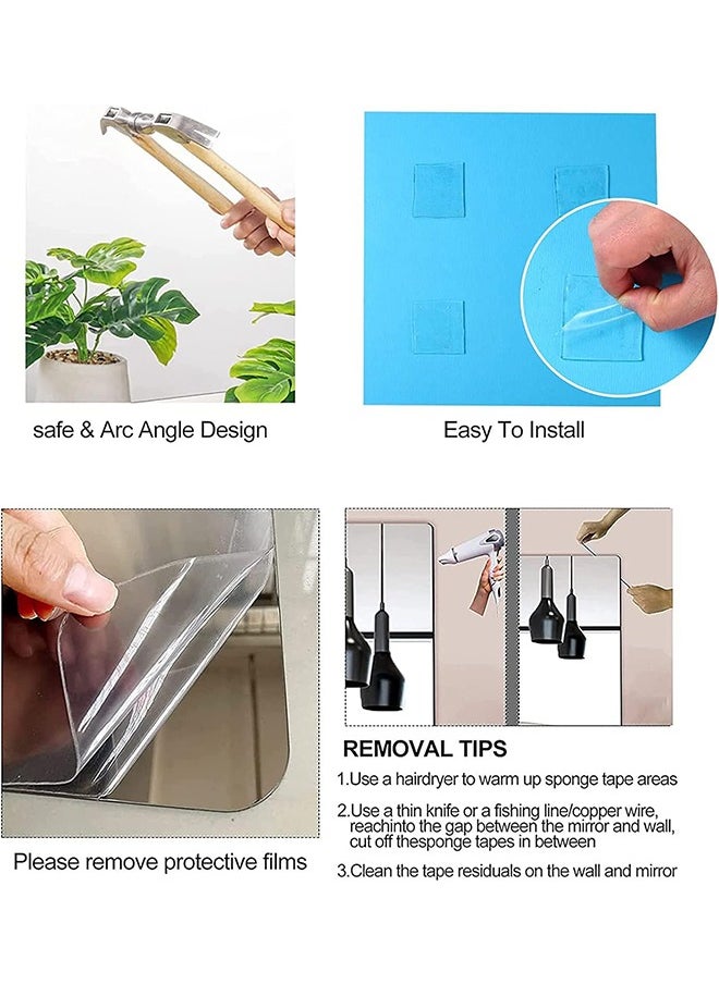 Generic Acrylic Mirror Tile, 4 Pack Square Shatterproof Mirror Wall Mounted, Safety Full Length Wall Mirror, Removable Mirror for Home Bedroom Wall Gym Closet Door  - Image 3