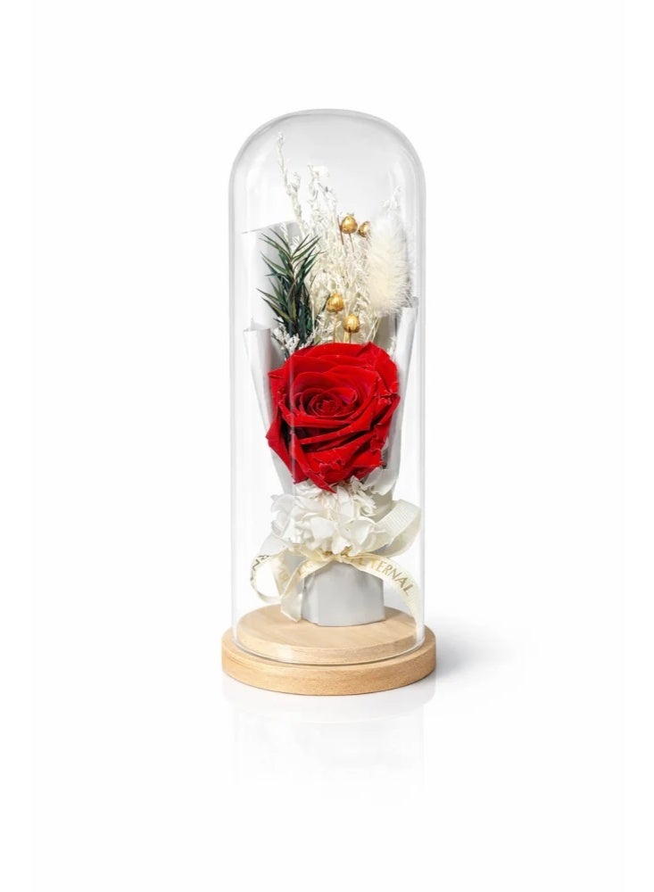 RAFAL Forever Red Rose in Glass Dome – Preserved Eternal Rose Lasts up to 2 Years, Premium Natural Flower, Luxury Romantic Gift for Her, Table Decor for Anniversary & Birthday - Image 1