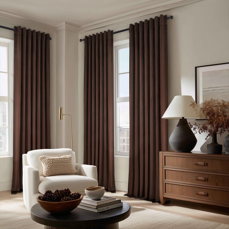 Topfinel Dark Brown Velvet Blackout Curtains 84 Inches Long for Living Room Bedroom Heavy Duty Modern Luxury Thermal Soundproof Drapes Back Tab Rod Pocket Window Panels Home Decor W52 x L84, 2 Panels - Image 2