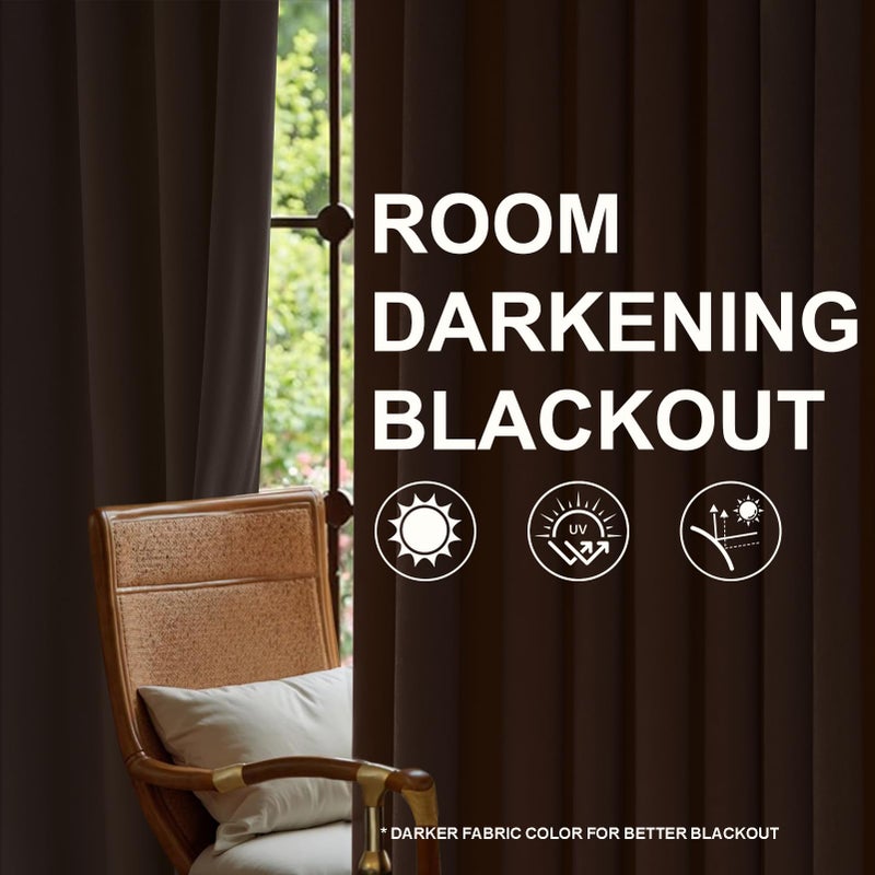 Topfinel Dark Brown Velvet Blackout Curtains 84 Inches Long for Living Room Bedroom Heavy Duty Modern Luxury Thermal Soundproof Drapes Back Tab Rod Pocket Window Panels Home Decor W52 x L84, 2 Panels - Image 5
