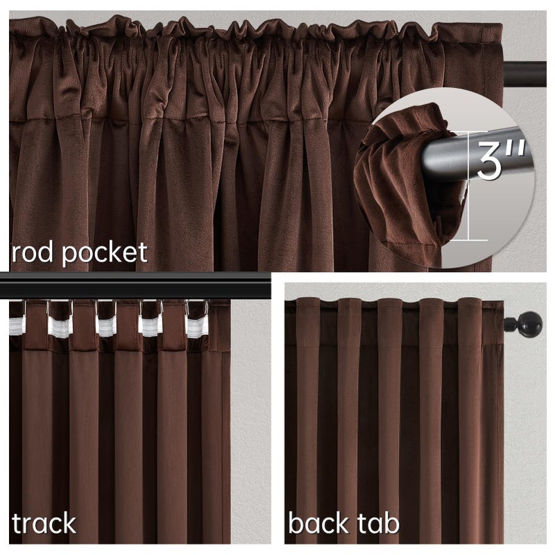 Topfinel Dark Brown Velvet Blackout Curtains 84 Inches Long for Living Room Bedroom Heavy Duty Modern Luxury Thermal Soundproof Drapes Back Tab Rod Pocket Window Panels Home Decor W52 x L84, 2 Panels - Image 4