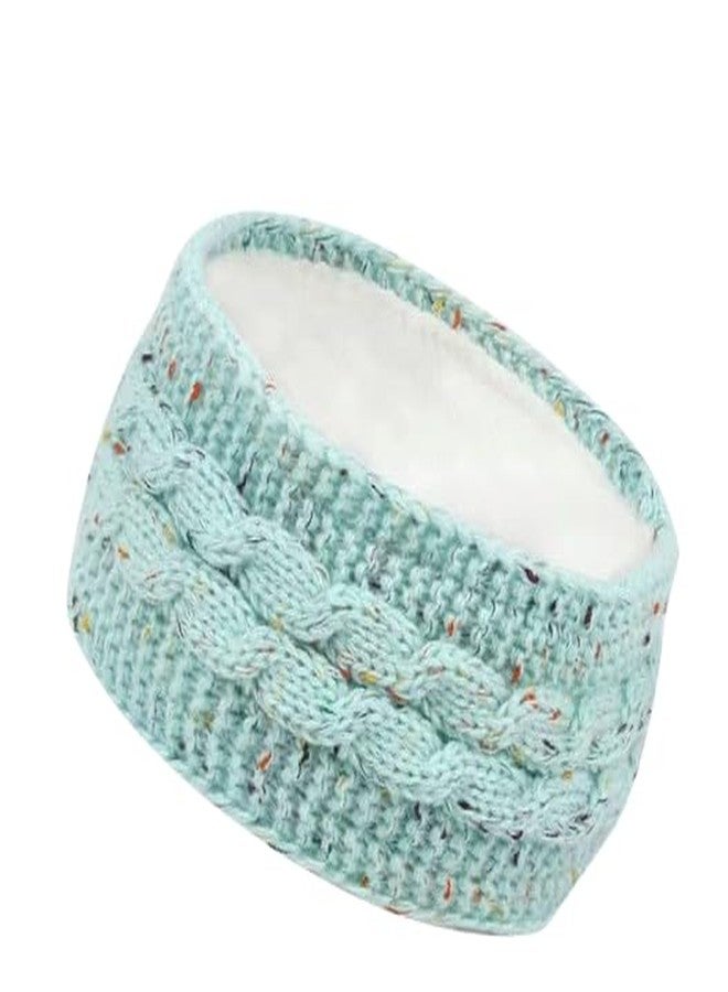 Future Tabs Windproof Thick Headband - Sky Blue | Chunky Cable Stripe Printed Headband For Women | Crocheted Wide Knitted Head Band | Warm Material For Winters - Image 1