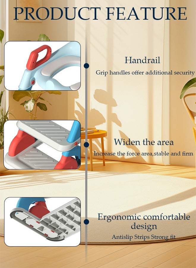 DUNISO مقعد مرحاض للتدريب على استخدام المرحاض مع سلم مقعد، مقعد نونية آمن ومريح للأطفال مع وسادات مضادة للانزلاق، سلم قابل للطي للأولاد والبنات - Image 5