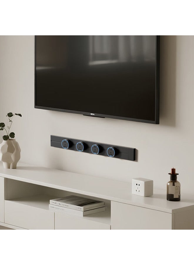 Aux Track Socket Surface Mounted No-drill Wall-mounted Movable Wall Rail Socket Slim C6 Gray 75cm + 6 Blue Light Ring Five-hole - Image 4