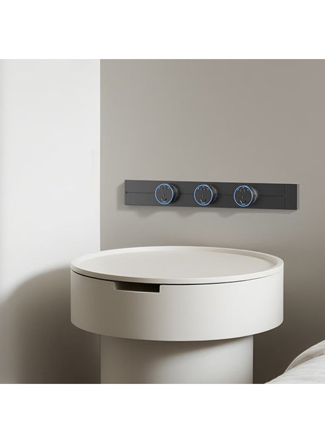 Aux Track Socket Surface Mounted No-drill Wall-mounted Movable Wall Rail Socket Slim C6 Gray 75cm + 6 Blue Light Ring Five-hole - Image 3