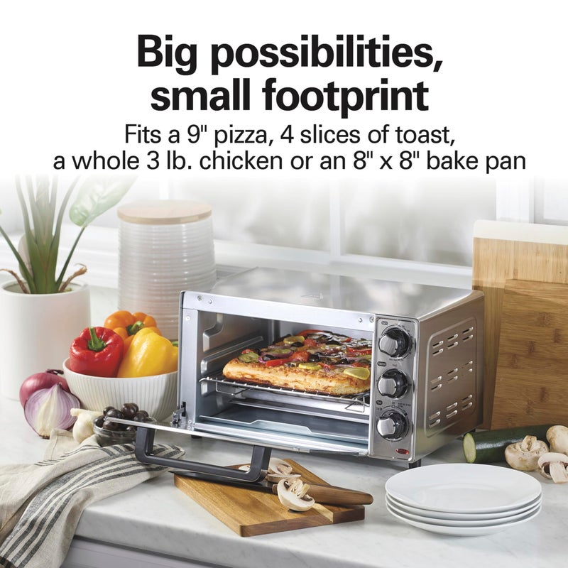 Hamilton Beach Countertop Toaster Oven & Pizza Maker Large 4-Slice Capacity, Stainless Steel (31401) - Image 4