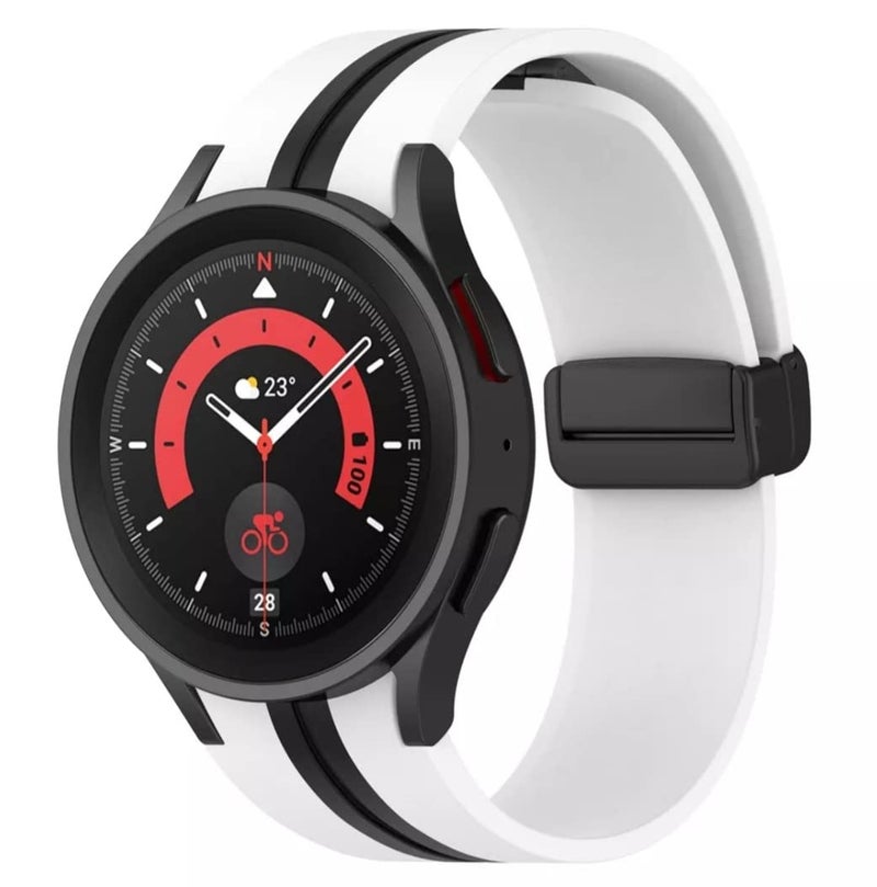 Dado Silicone Midline Strap with Magnetic Folding Buckle Compatible with Samsung Galaxy Watch 6 Classic/5 Pro/4 Classic/Watch 6/5/4 (No Gap Design) - Image 1