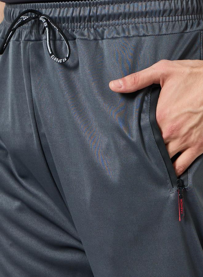 Styli Men Grey Solid Track Pants with Zipper Pockets - Image 4