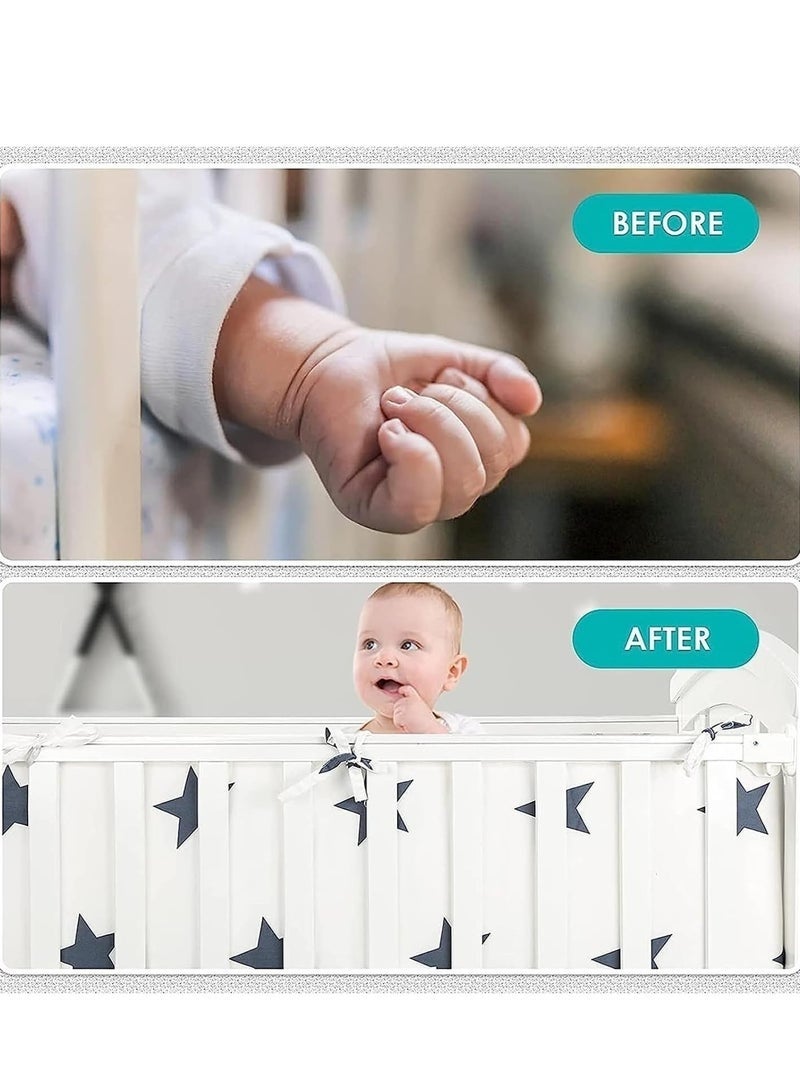 DURKU Crib Bumper Breathable Cot Bumper Breathable Mesh Cot, Liner Crib Rail Cover Baby Crib Bumper Baby Boys Girls Nursery Breathable Crib Bedding Baby Bed Bumper 130x30cm (Grey) - Image 2
