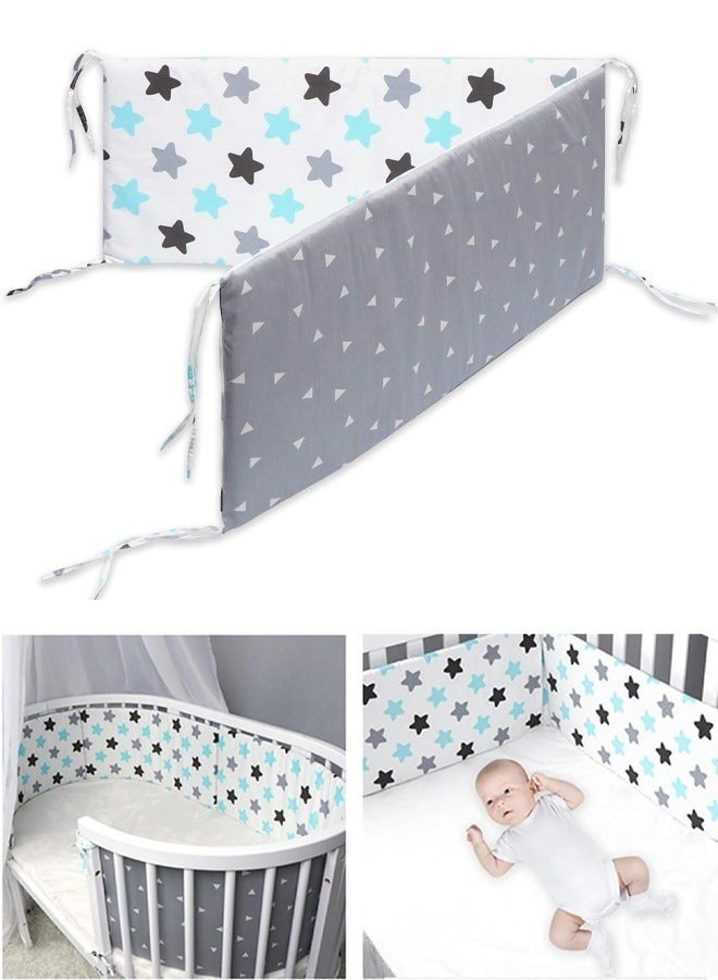 DURKU Crib Bumper Breathable Cot Bumper Breathable Mesh Cot, Liner Crib Rail Cover Baby Crib Bumper Baby Boys Girls Nursery Breathable Crib Bedding Baby Bed Bumper 130x30cm (Grey) - Image 1