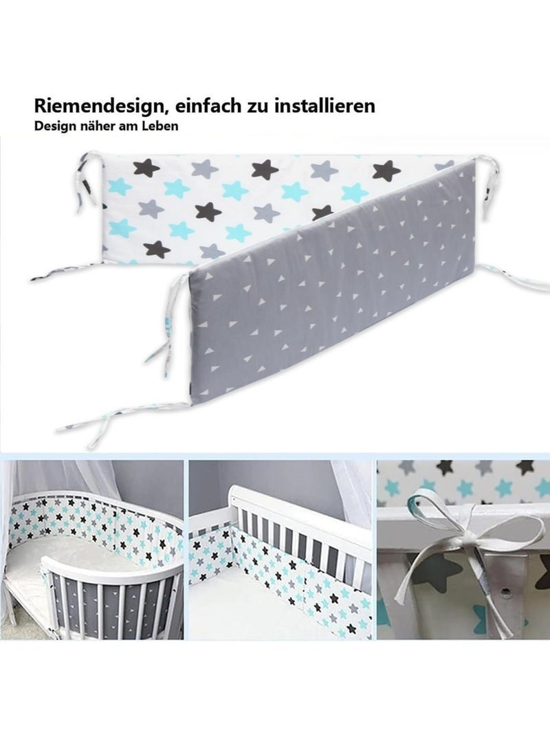 DURKU Crib Bumper Breathable Cot Bumper Breathable Mesh Cot, Liner Crib Rail Cover Baby Crib Bumper Baby Boys Girls Nursery Breathable Crib Bedding Baby Bed Bumper 130x30cm (Grey) - Image 3