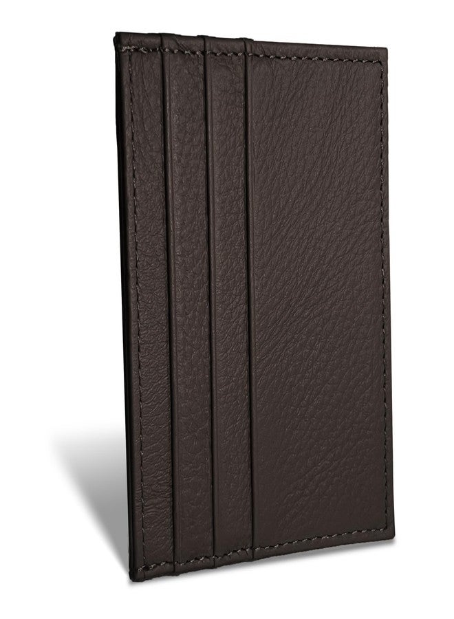 WOXVM محفظة بطاقات ائتمان WOXVM، مزودة بتقنية حجب RFID، حافظة بطاقات ائتمان رفيعة، مصنوعة من الجلد الفاخر، تصميم بسيط، جيب أمامي صغير، 6 فتحات للبطاقات وجيب واحد، مناسبة للرجال والنساء، لون بني داكن، حجم صغير - Image 1