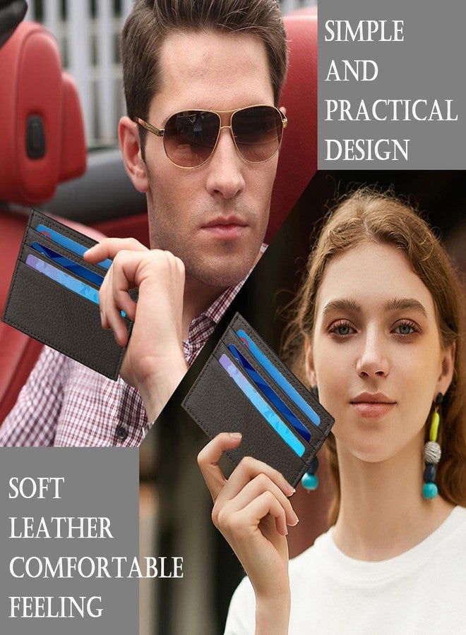 WOXVM محفظة بطاقات ائتمان WOXVM، مزودة بتقنية حجب RFID، حافظة بطاقات ائتمان رفيعة، مصنوعة من الجلد الفاخر، تصميم بسيط، جيب أمامي صغير، 6 فتحات للبطاقات وجيب واحد، مناسبة للرجال والنساء، لون بني داكن، حجم صغير - Image 5