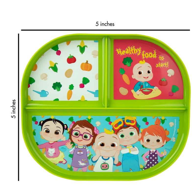 The First Years CoComelon Toddler Dinnerware Set - Plastic Dinnerware Set and Toddler Utensils - 2 Reversible Baby Plates and 4 Textured Baby Spoons - Image 5