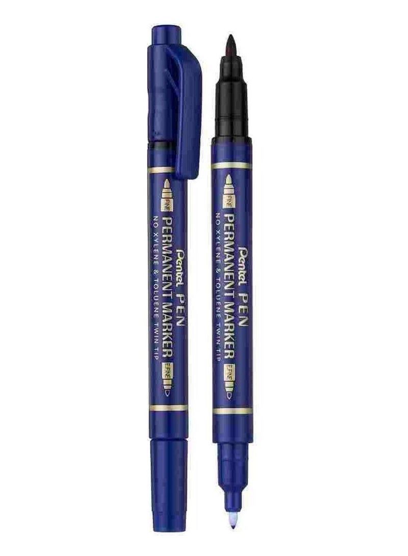Pentel 12-Piece Twin Tip Permanent Marker Blue Ink  - Image 3