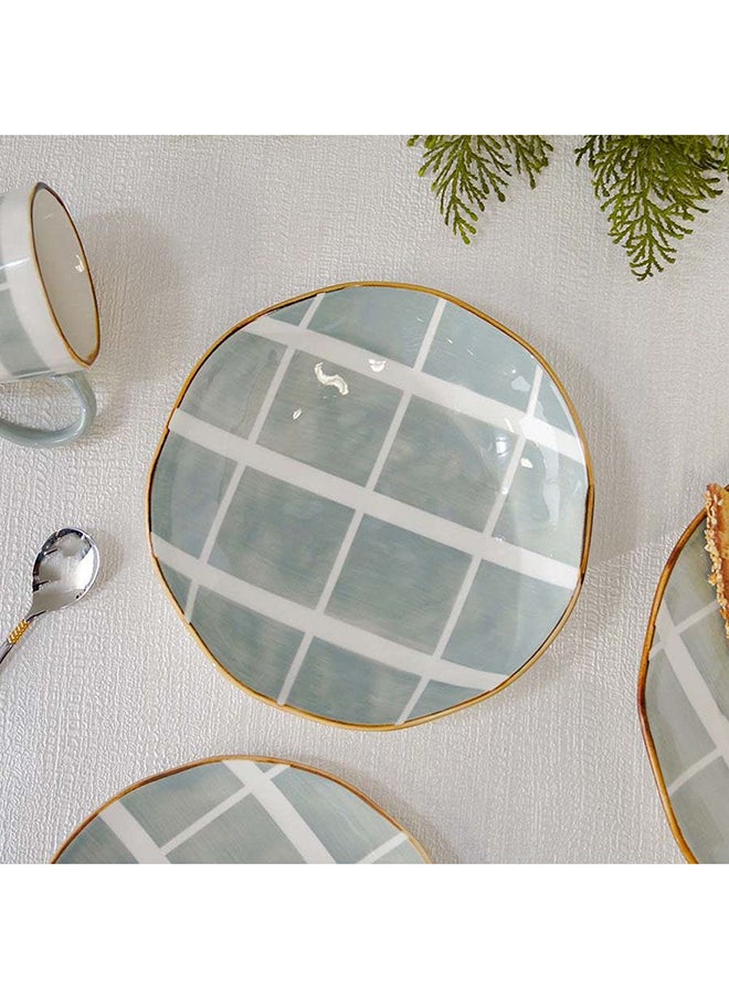DANUBE HOME Akesha Dessert Plate Fine Porcelain Elegant Tableware Versatile Dessert Plate High Quality Dinnerware For Home Kitchen & Dining Room L20.3xW20.3xH2.2cm Blue  - Image 1
