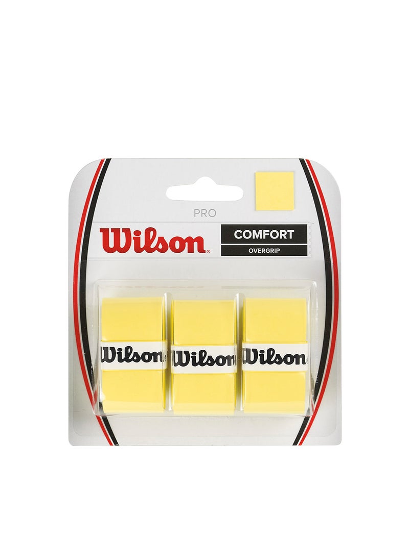 Wilson Pro Comfort 3 Piece Overgrip - Yellow - Image 1