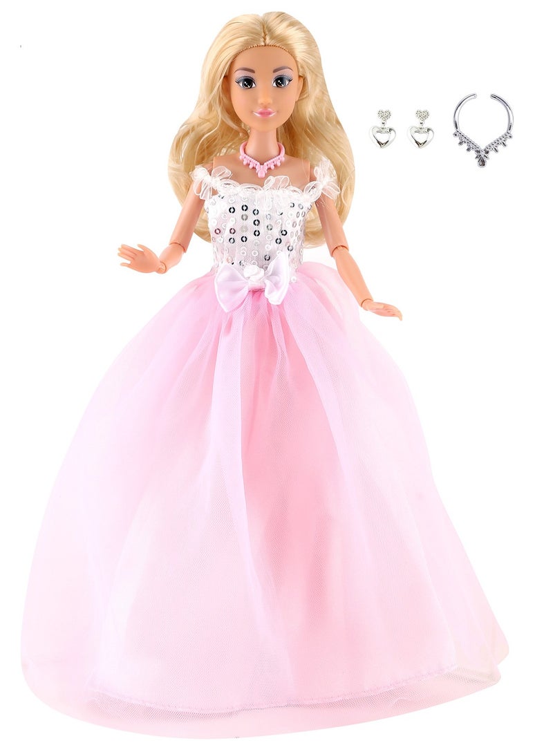 ميرا دمية ميرا فاشن الكلاسيكية – دمية متحركة 11.5 إنش بفستان أبيض أنيق وإكسسوارات – مظهر أميرة راقٍ – هدية مثالية للبنات العاب بنات - Image 2