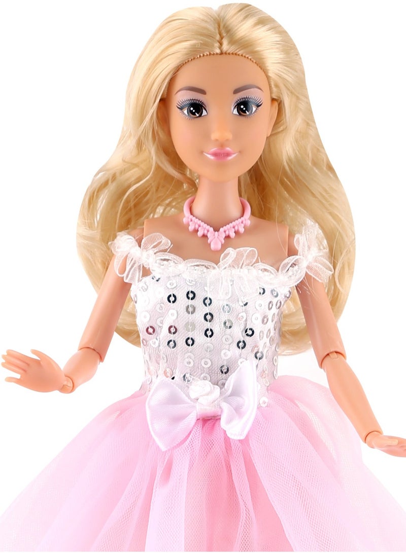 ميرا دمية ميرا فاشن الكلاسيكية – دمية متحركة 11.5 إنش بفستان أبيض أنيق وإكسسوارات – مظهر أميرة راقٍ – هدية مثالية للبنات العاب بنات - Image 3