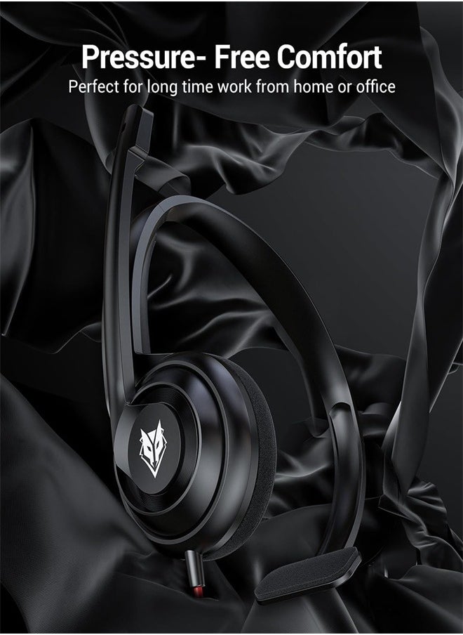 Generic - USB Headset with Microphone Noise Cancelling in line Control Super Light Ultra Comfort Computer Headset for Laptop pc On Ear Wired Office Call Center Headset for Boom Skype Webinars - Image 1