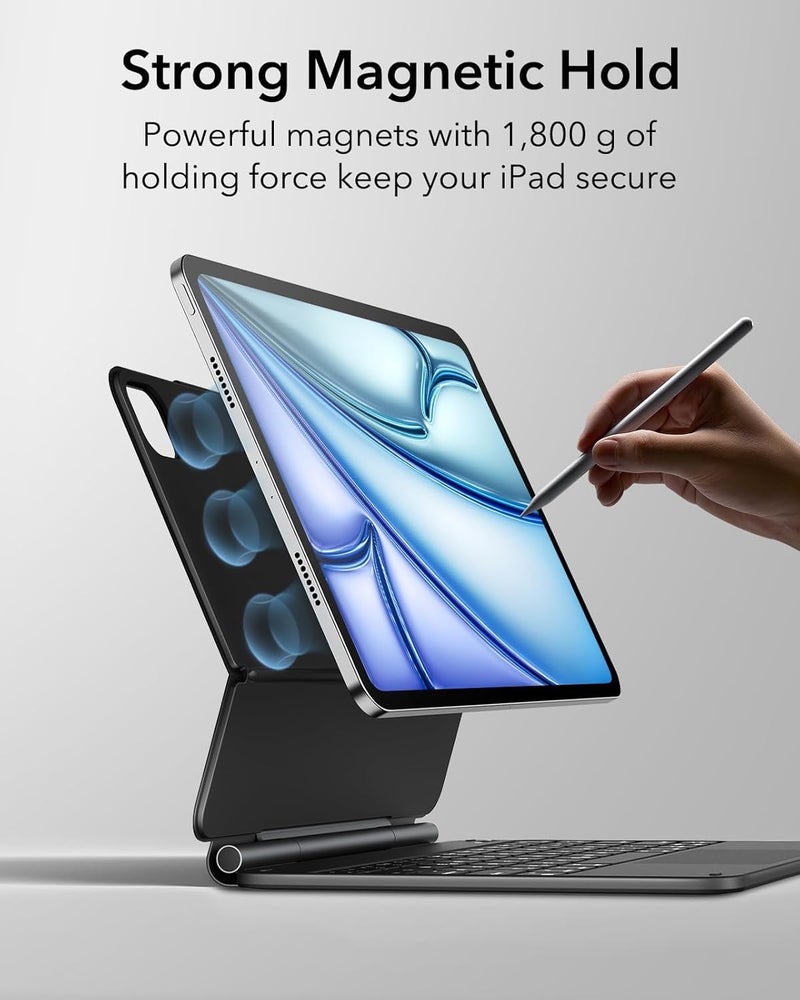atdaraz i Pad Air 13 Inch Case Keyboard (M3/M2, 2025/2024) & i Pad Pro 12.9 inch (3/4/5/6th Gen) Magic Keyboard, Easy-Set Floating Cantilever Stand, Precision Multi-Touch Trackpad, Rebound Series, Black - Image 5