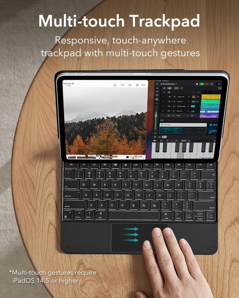 atdaraz i Pad Air 13 Inch Case Keyboard (M3/M2, 2025/2024) & i Pad Pro 12.9 inch (3/4/5/6th Gen) Magic Keyboard, Easy-Set Floating Cantilever Stand, Precision Multi-Touch Trackpad, Rebound Series, Black - Image 2