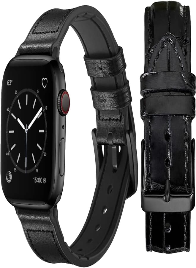 Next Next Store 2 Pack Premium Leather Band Compatible with iWatch Bands for Men Women Series 1/2/3/4/5/6/7/8/9 38mm 40mm 41mm