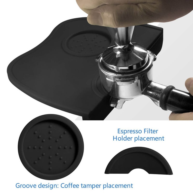 Handook Tamper Mat, Espresso Tamper Mat, 8.3 X 5.9 Inch Coffee Mat, Coffee Tamper Mat for Espresso Machine, Espresso Accessory, Barista Tools, Coffee Tamper Station, Espresso Pad for Counter (Black) - Image 3