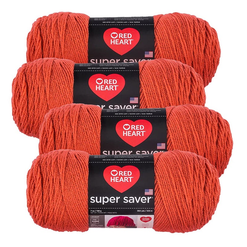 Red Heart Super Saver Yarn 4Pack of 7oz Skeins Coral