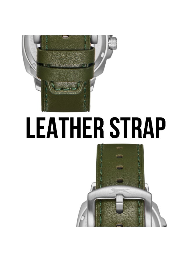Slazenger Men's Automatic  Display Watch With Green Leather Strap - SL.9.2409.1.03  - Image 5