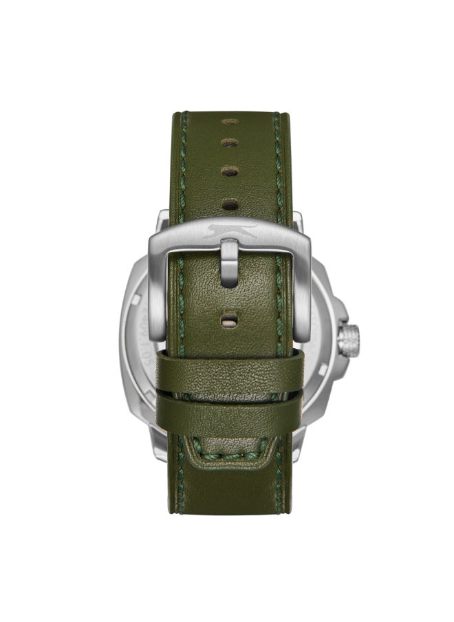 Slazenger Men's Automatic  Display Watch With Green Leather Strap - SL.9.2409.1.03  - Image 2