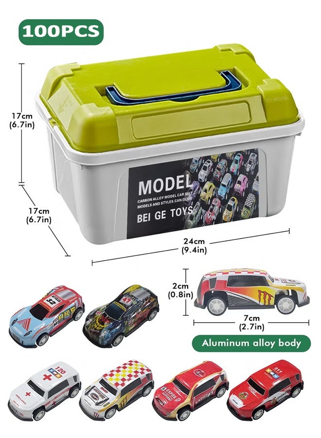 100 Pcs Toys Cars Party Favors Pull Back Race Cars Toy Mini Kids Toys for Boys Girls Toddlers Party Goodie Bag for 3-10 Years Old Kids Boys Girls Gift with Map and Storage Box - Image 2